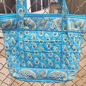 Blue Paisley Quilted Tote Bag